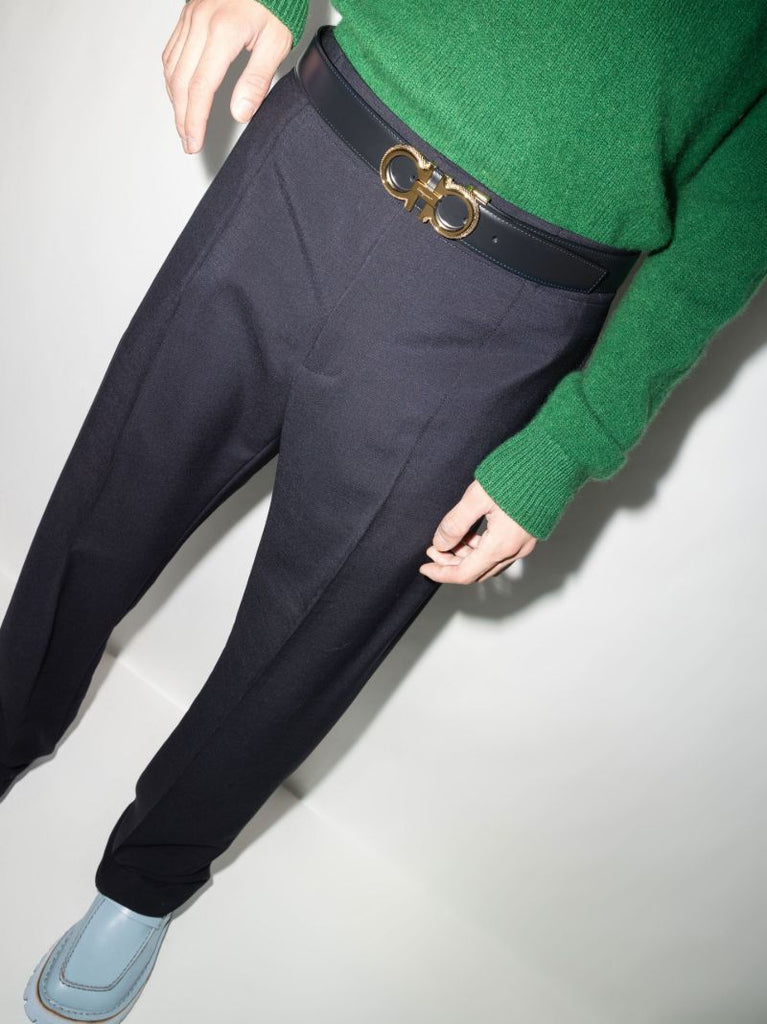 Black Gancini Reversible Leather Belt