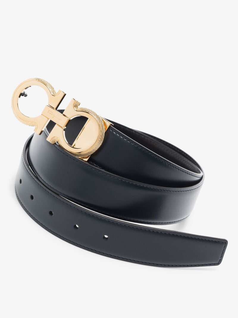 Black Gancini Reversible Leather Belt