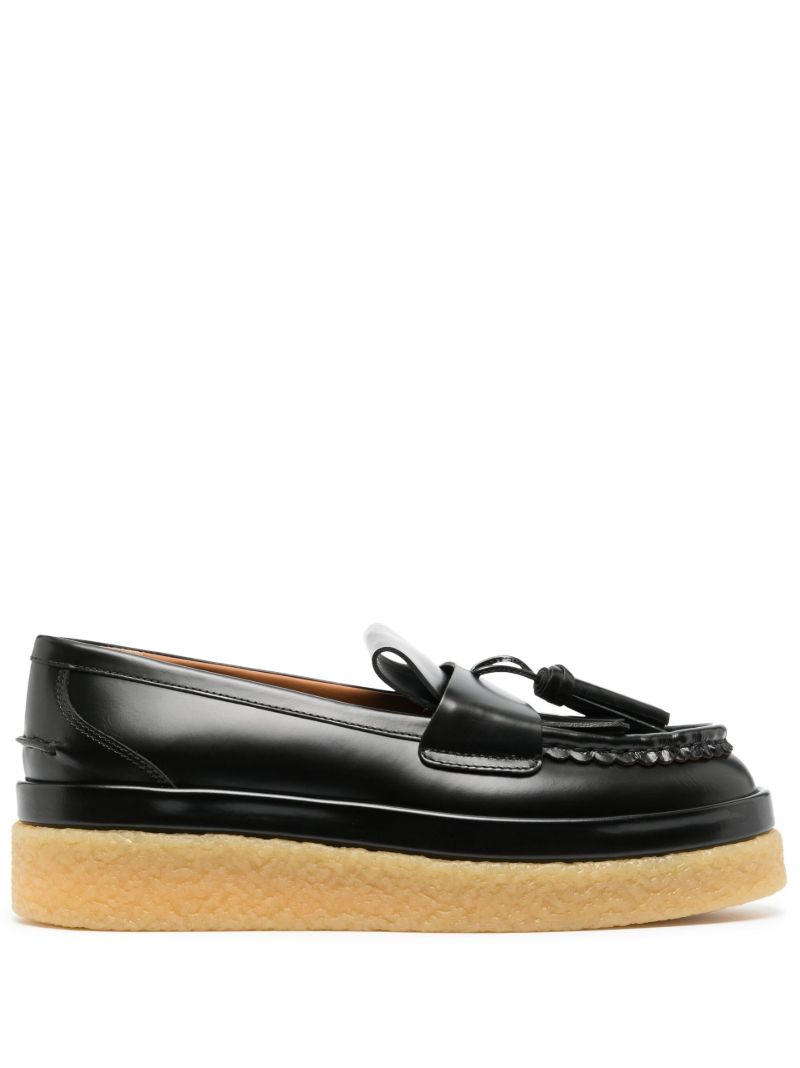 Black Jamie Flatform Leather Loafers