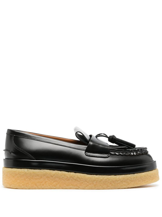 Black Jamie Flatform Leather Loafers