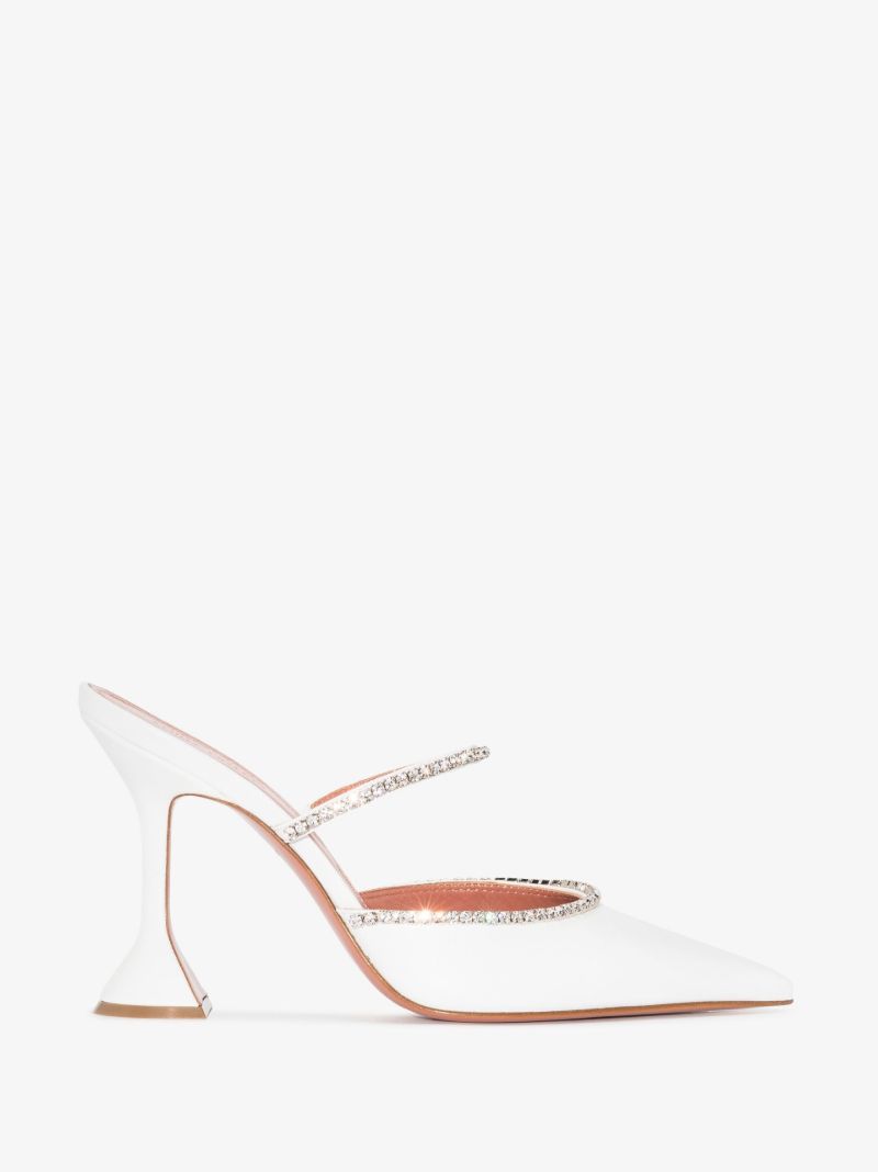 White Gilda 95 Crystal-embellished Mules