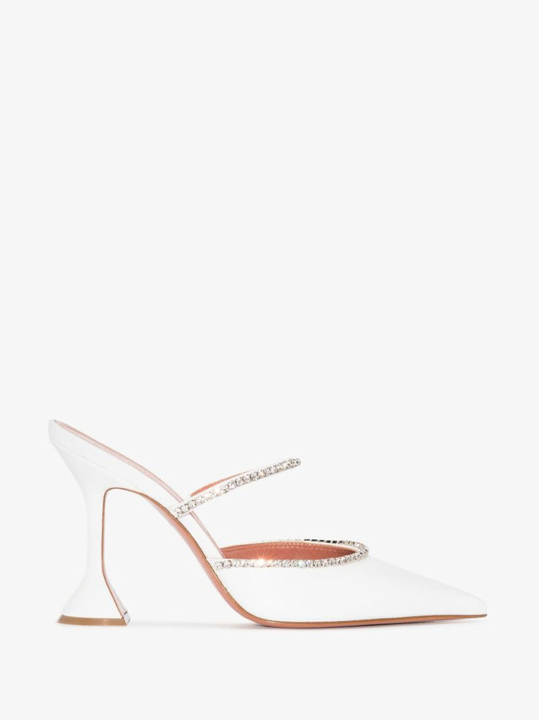 White Gilda 95 Crystal-embellished Mules