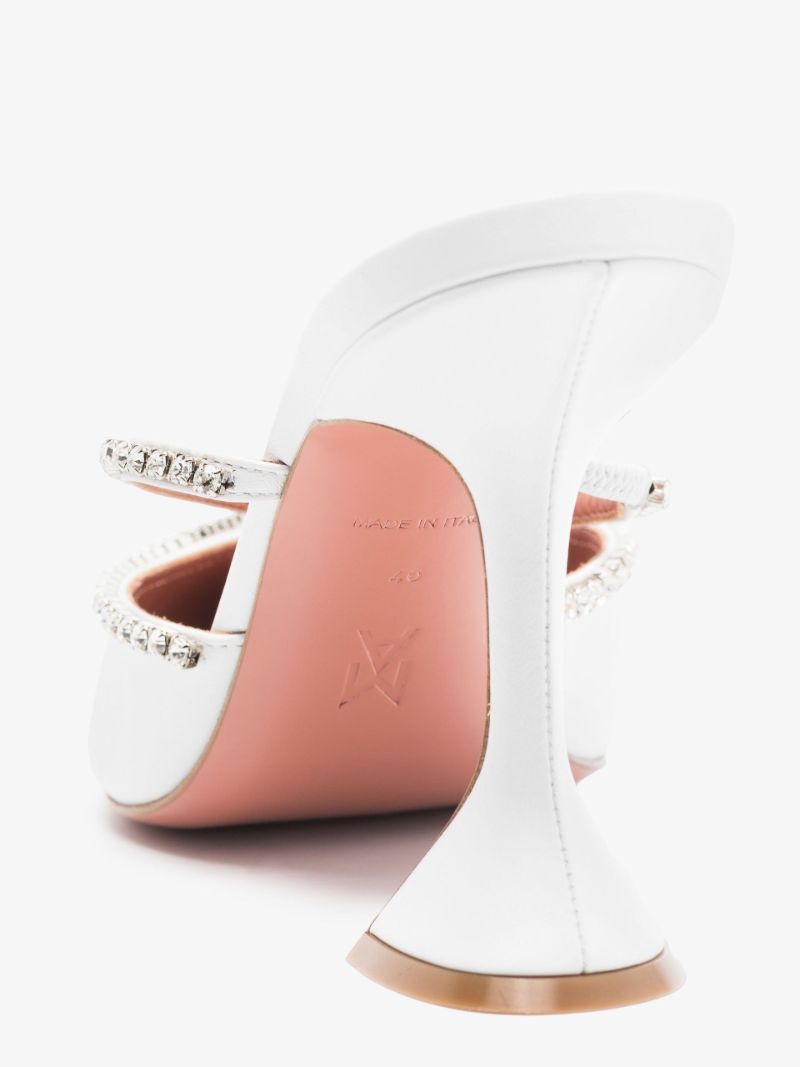 White Gilda 95 Crystal-embellished Mules