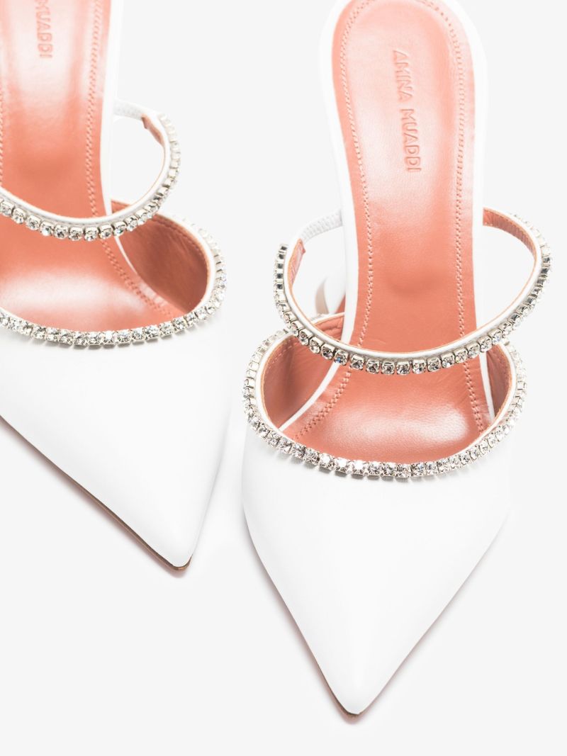 White Gilda 95 Crystal-embellished Mules