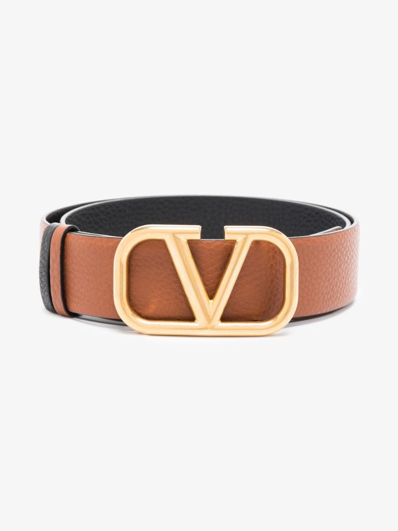 Brown Vlogo Signature Reversible Leather Belt