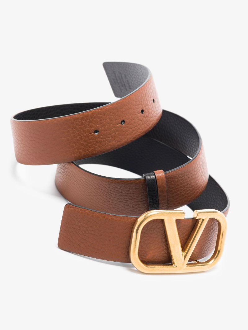 Brown Vlogo Signature Reversible Leather Belt