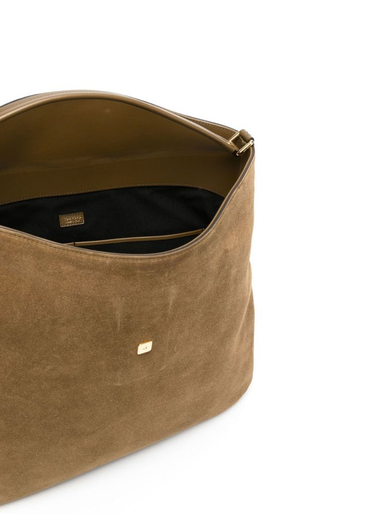Brown Medium Suede Shoulder Bag