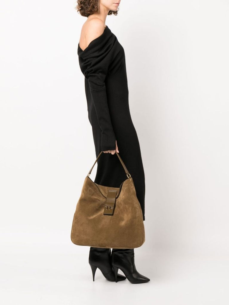 Brown Medium Suede Shoulder Bag