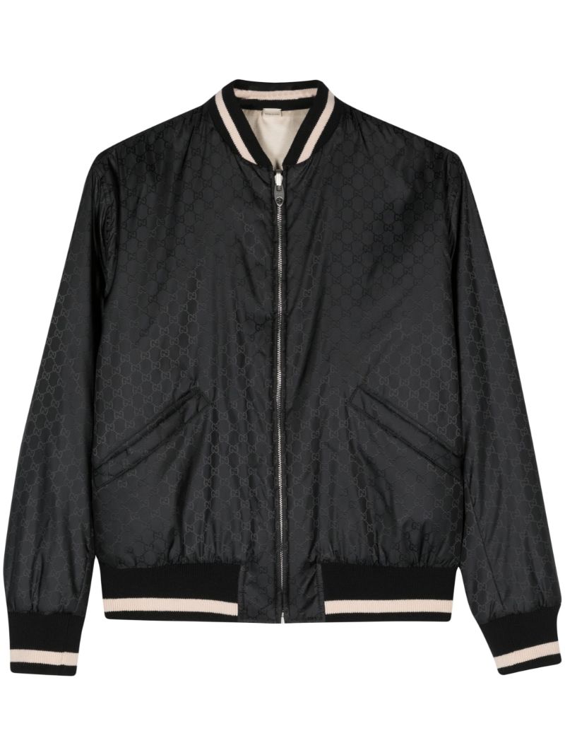 Black Reversible Bomber Jacket