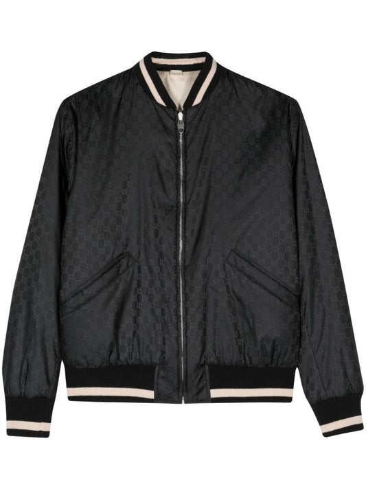 Black Reversible Bomber Jacket