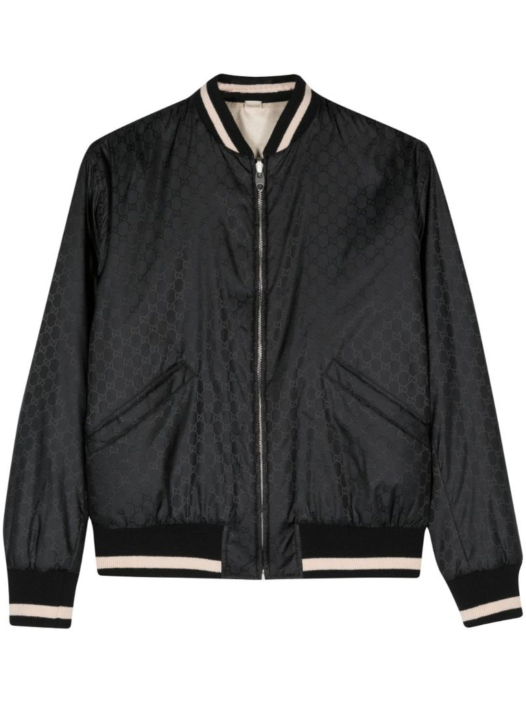 Black Reversible Bomber Jacket