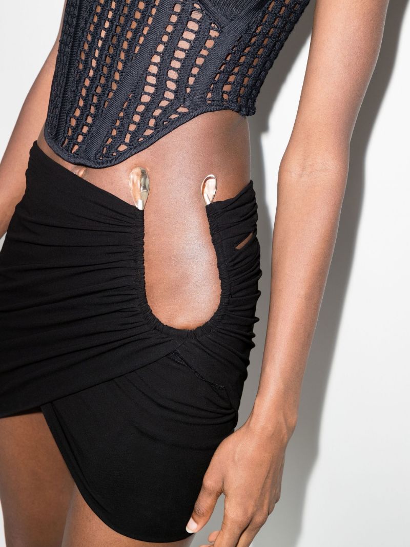 Black Draped Cut-out Mini Skirt