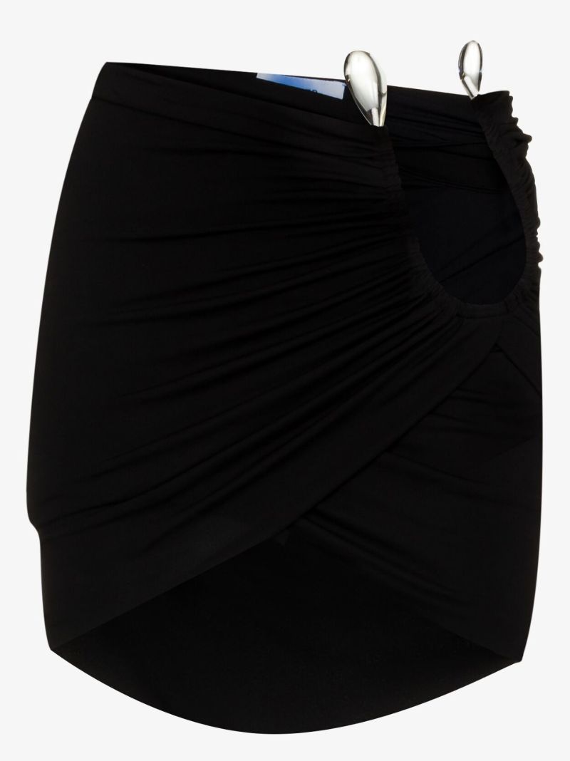 Black Draped Cut-out Mini Skirt