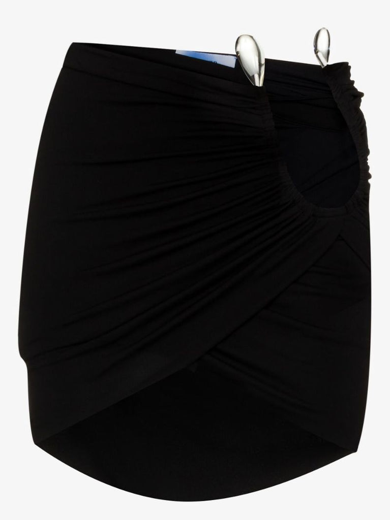 Black Draped Cut-out Mini Skirt