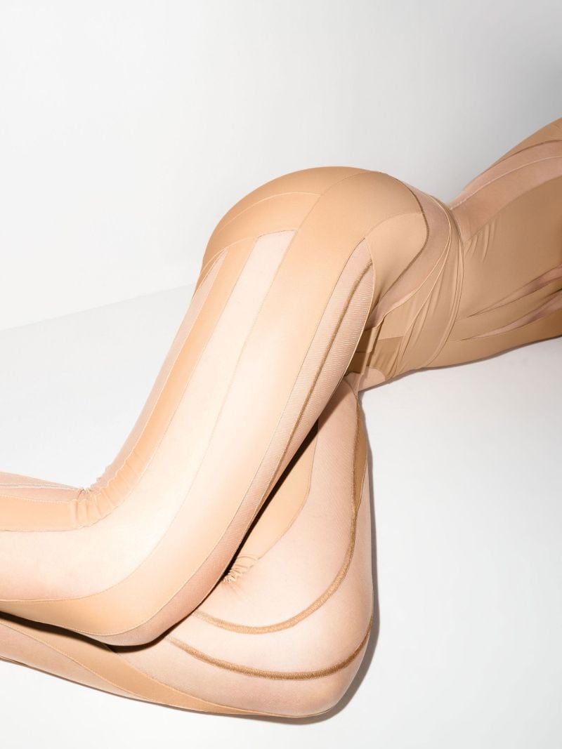Neutral Spiral Sheer Panelled Leggings