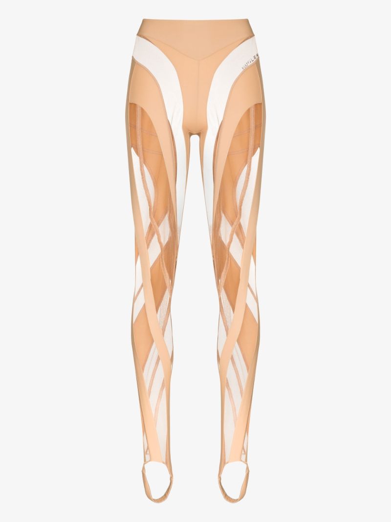 Neutral Spiral Sheer Panelled Leggings
