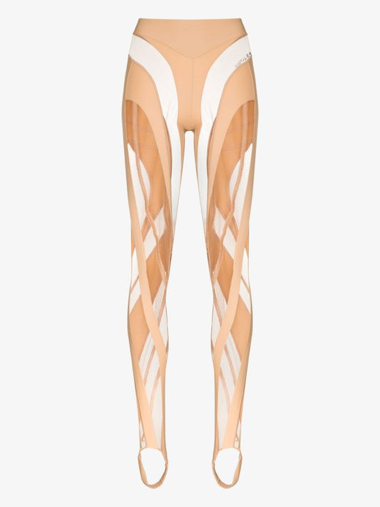 Neutral Spiral Sheer Panelled Leggings