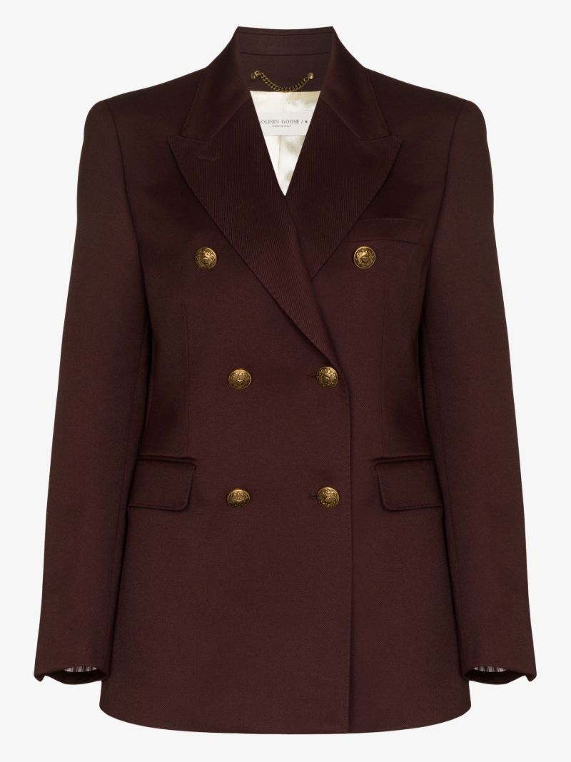 Brown Double-breasted Blazer
