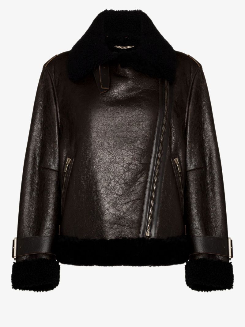 Brown Shearling Biker Jacket