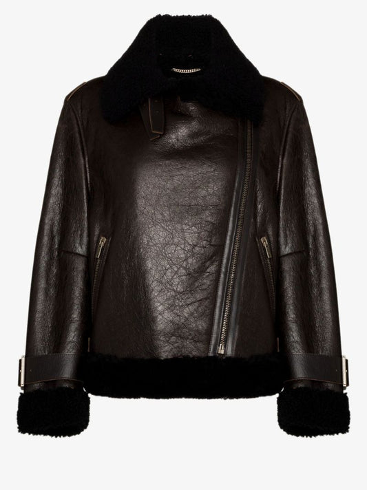 Brown Shearling Biker Jacket