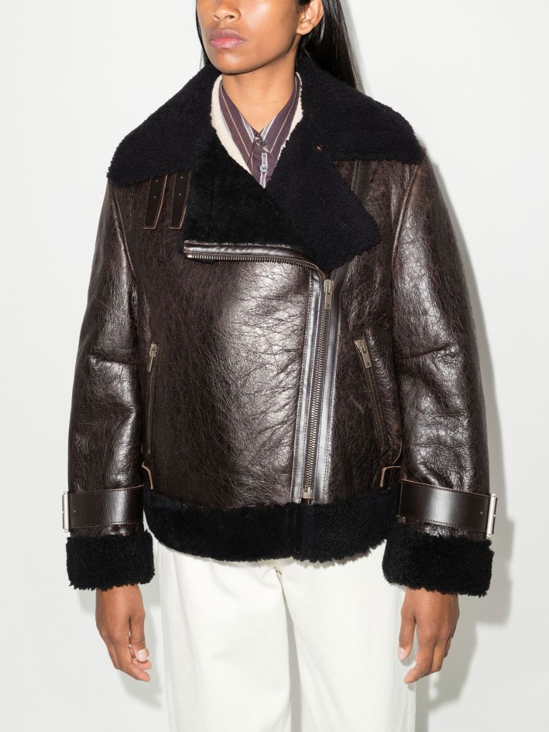 Brown Shearling Biker Jacket