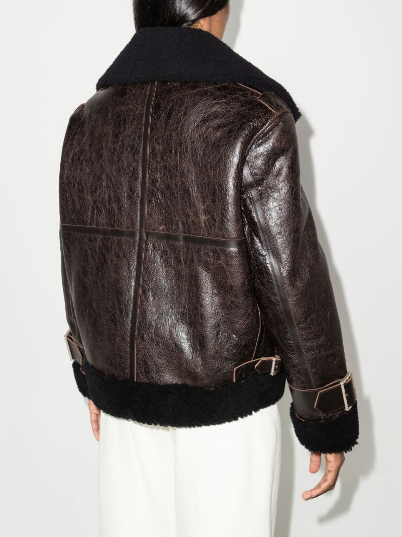 Brown Shearling Biker Jacket