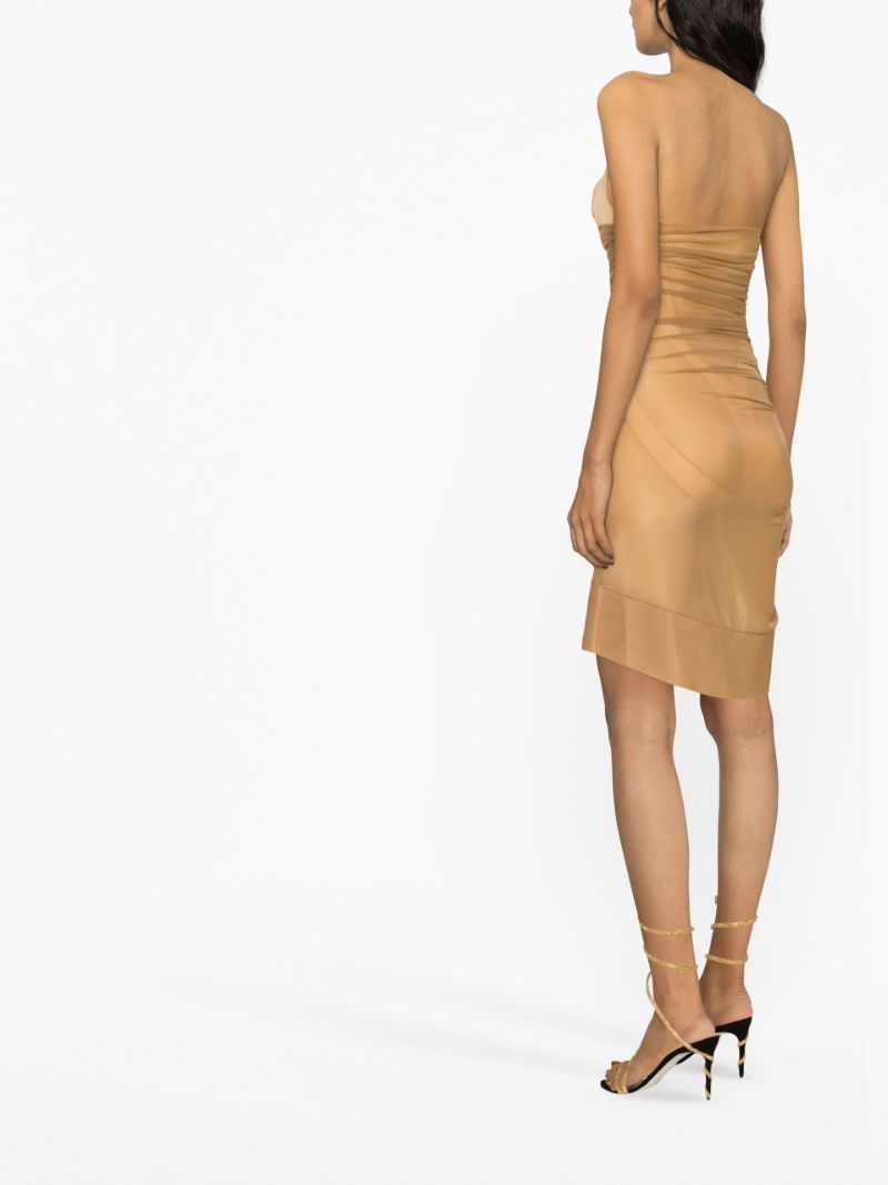 Brown Draped Mini Dress