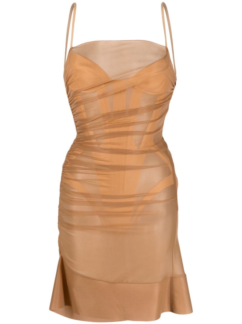 Brown Draped Mini Dress