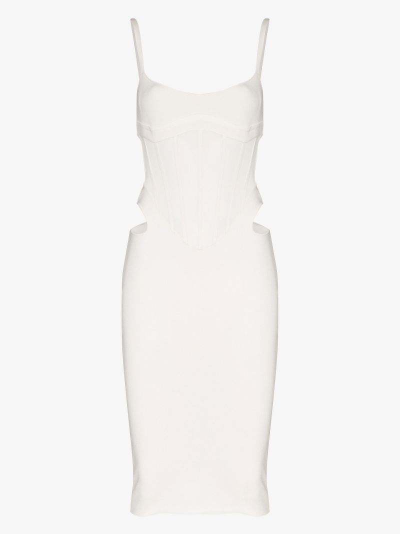 White Cut-out Corset Midi Dress