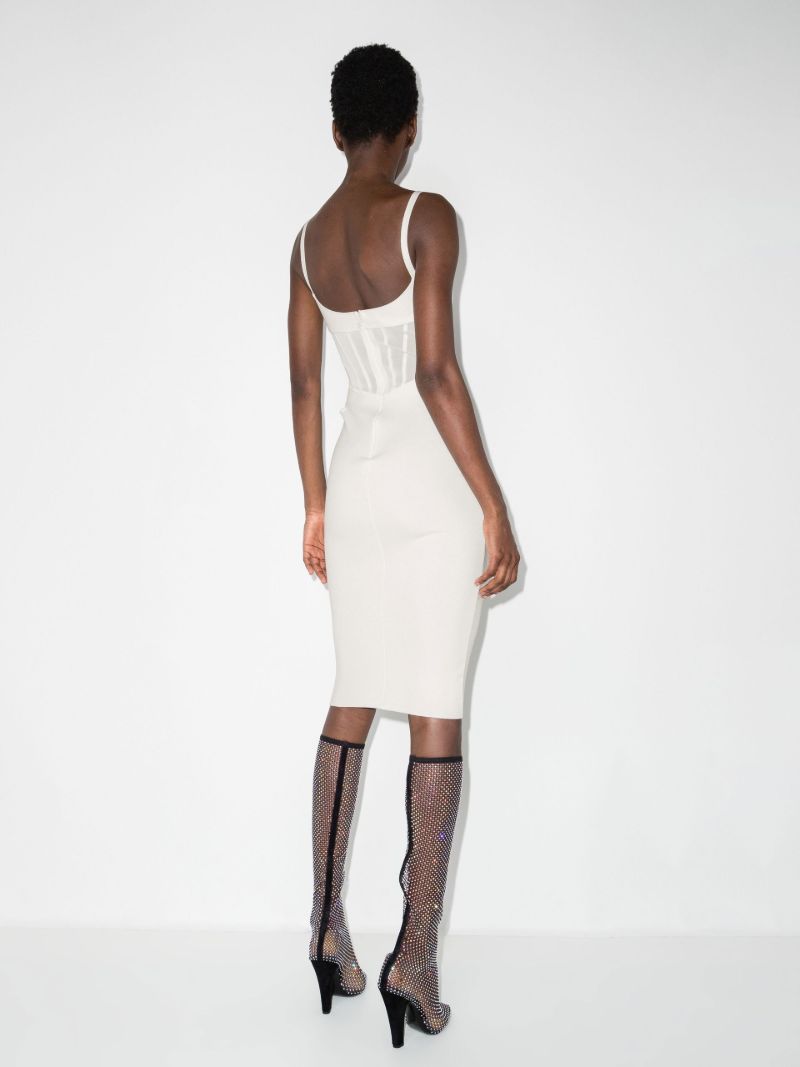 White Cut-out Corset Midi Dress