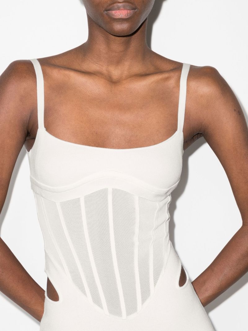 White Cut-out Corset Midi Dress