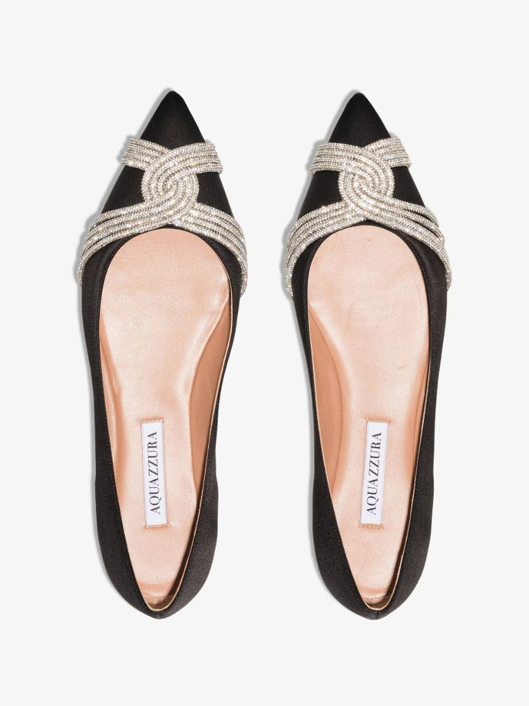 Black Gatsby Embellished Ballet Pumps