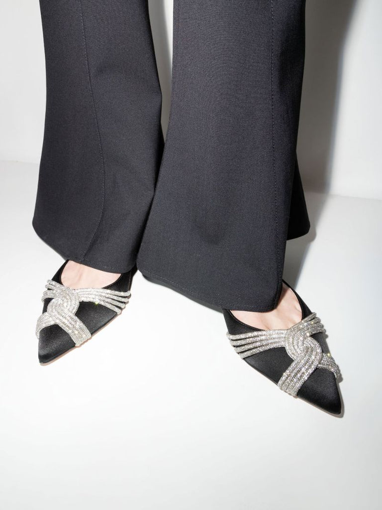 Black Gatsby Embellished Ballet Pumps