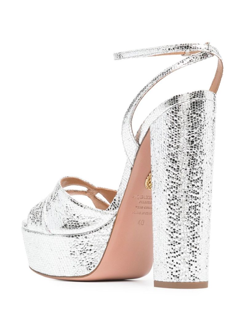 Silver Sinner Plateau 140 Mock Croc Leather Sandals