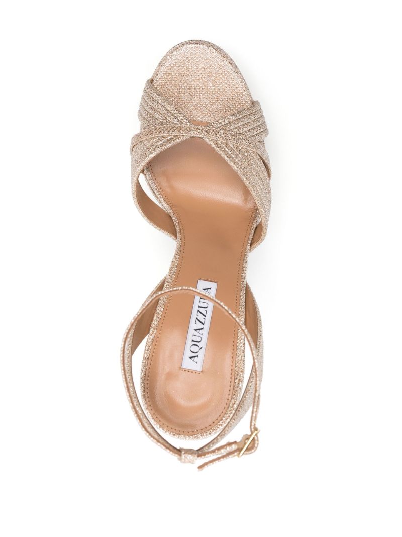 Rose Gold Sundance Plateau 140 Leather Sandals