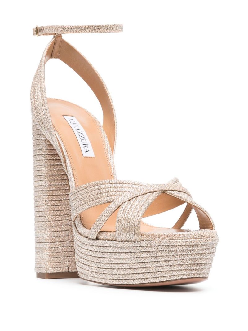 Rose Gold Sundance Plateau 140 Leather Sandals