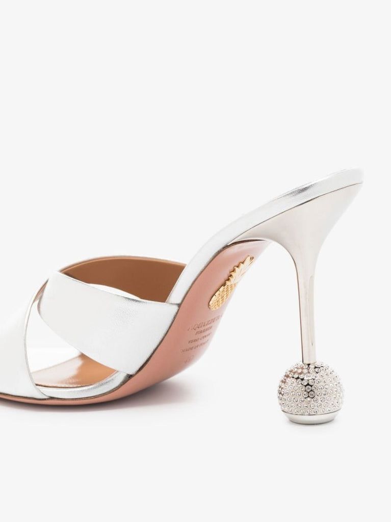 Silver Yes Darling 95 Satin Mules