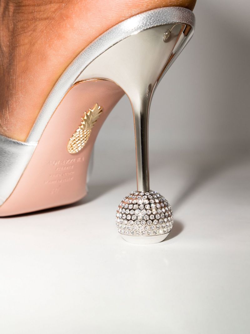Silver Yes Darling 95 Satin Mules