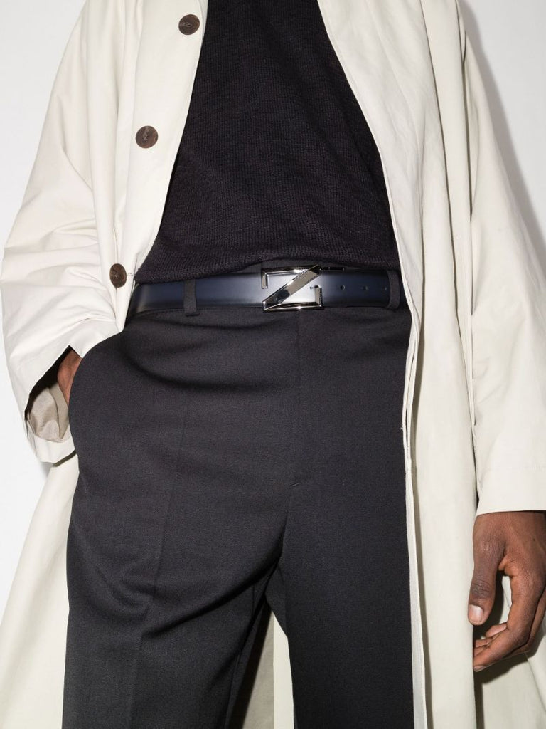 Blue Z Square Buckle Leather Belt