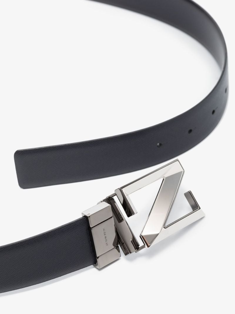 Blue Z Square Buckle Leather Belt