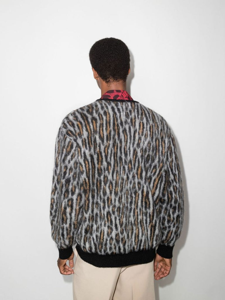Leopard Intarsia Knitted Cardigan