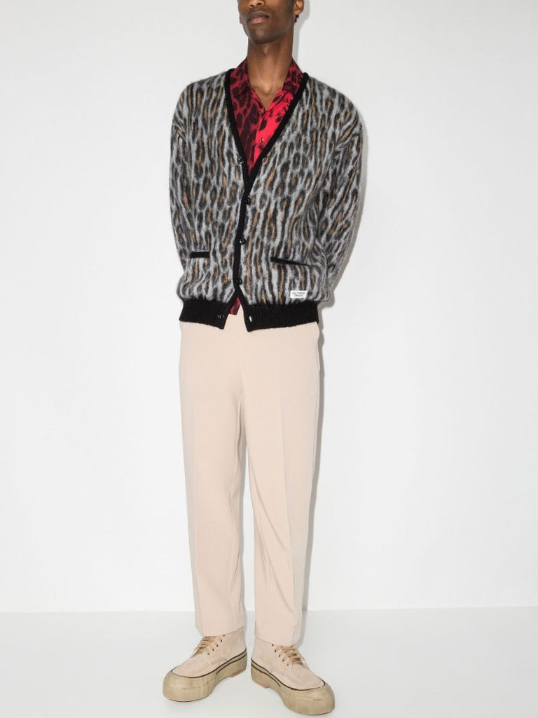 Leopard Intarsia Knitted Cardigan