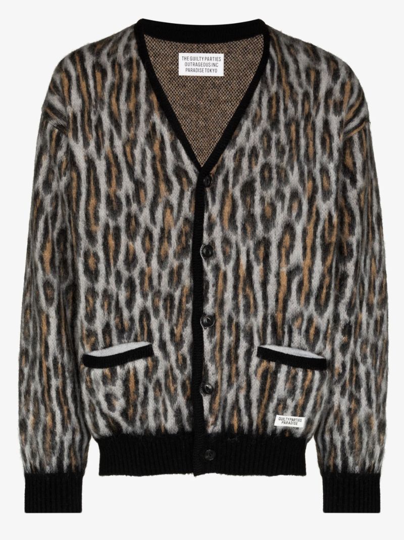 Leopard Intarsia Knitted Cardigan