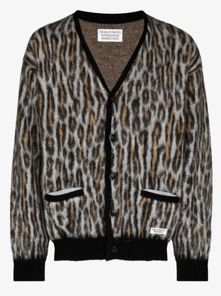 Leopard Intarsia Knitted Cardigan