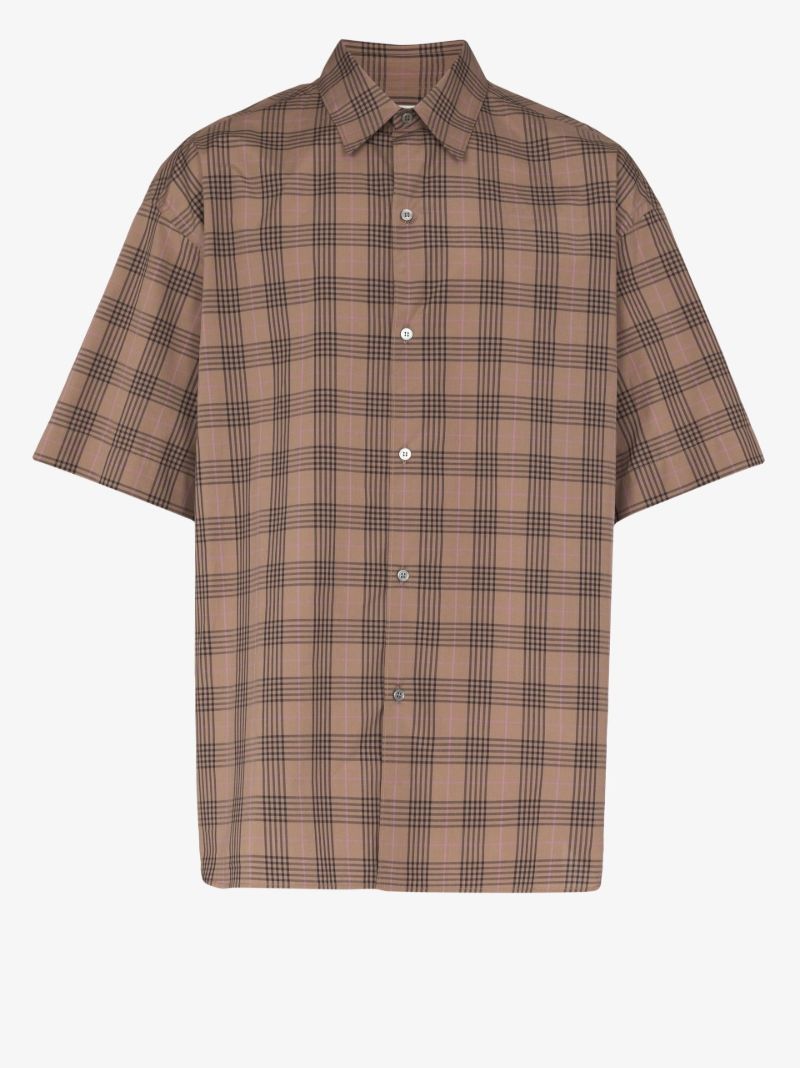 Brown Sorono Oversized Check Print Cotton Shirt