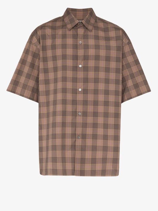 Brown Sorono Oversized Check Print Cotton Shirt