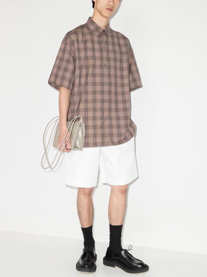 Brown Sorono Oversized Check Print Cotton Shirt