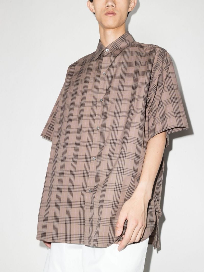 Brown Sorono Oversized Check Print Cotton Shirt