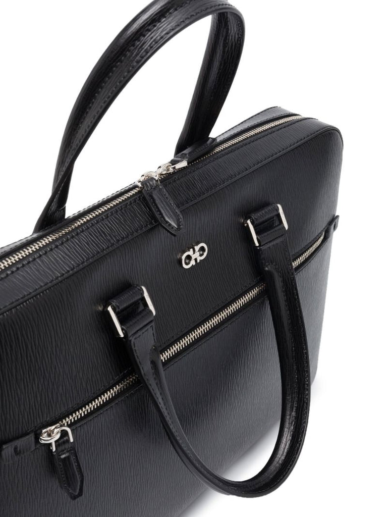 Black Gancini Leather Briefcase