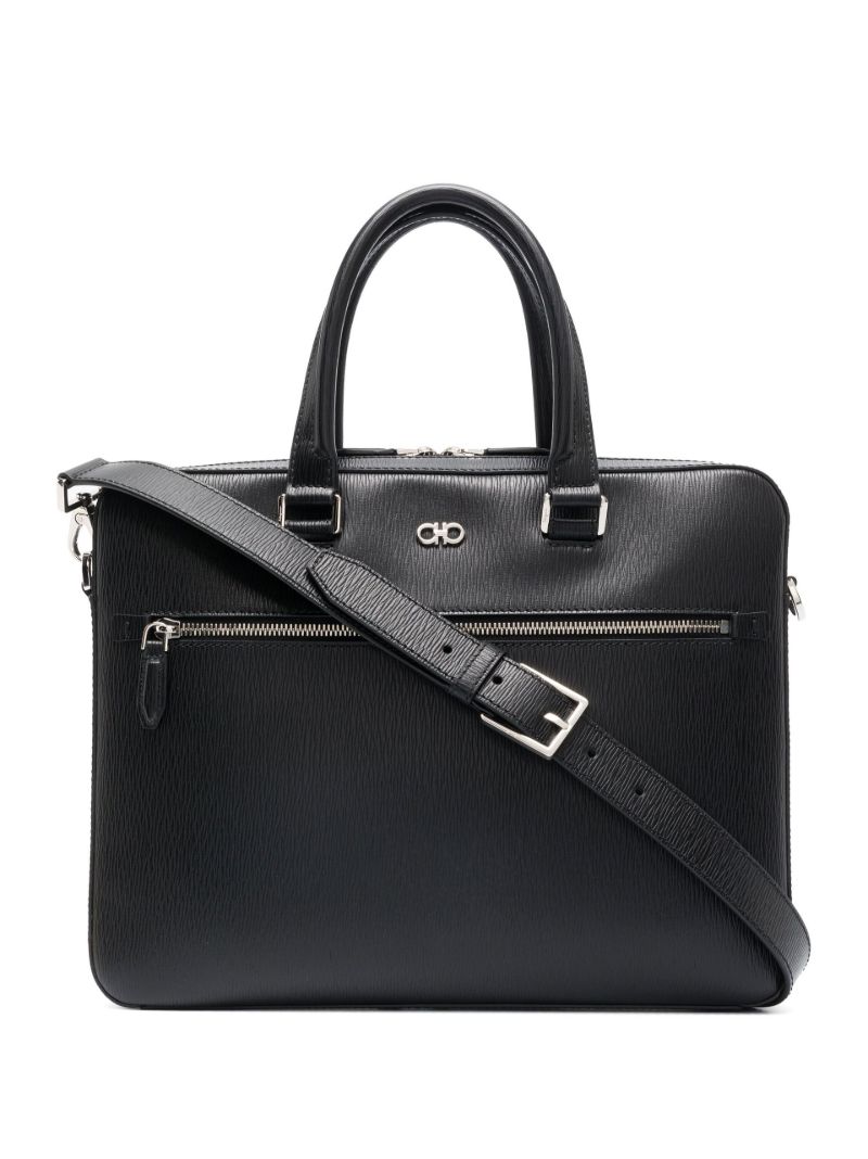 Black Gancini Leather Briefcase